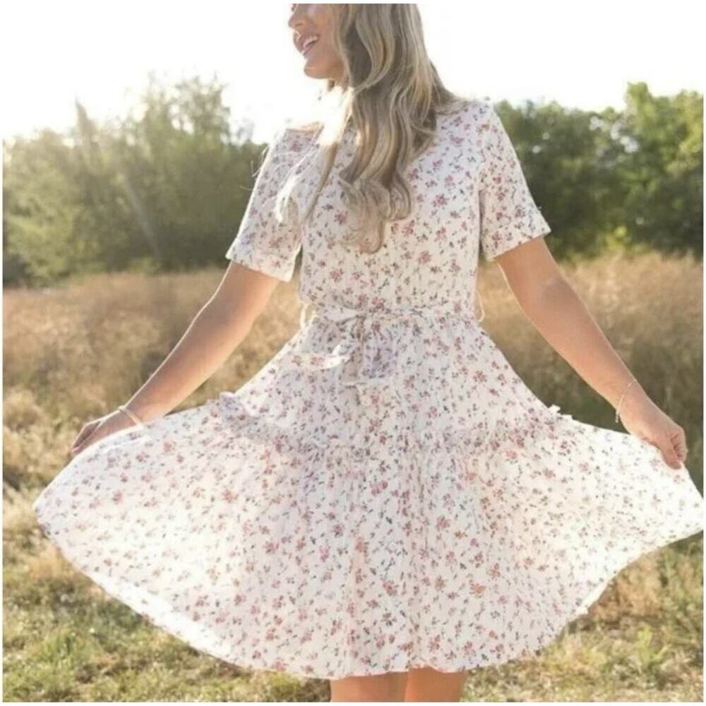 Ivy City Floral Lola Shirt Dress Womens Size M Cottagecore Prairie Brunch Cotton